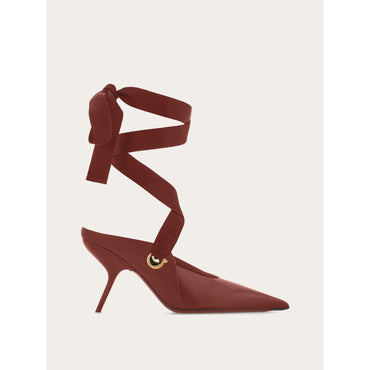 Pointed Mule With Ankle Ribbon - Ladies - College Red