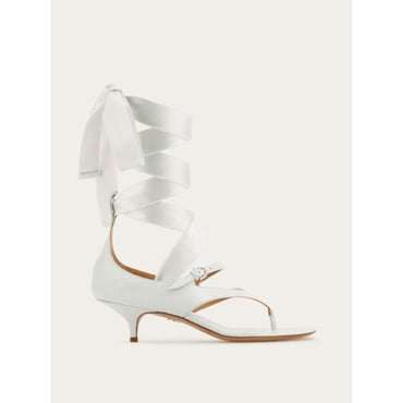 Heeled Sandal With Ribbon - Ladies - Optic White