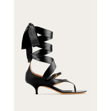 Heeled Sandal With Ribbon - Ladies - Black