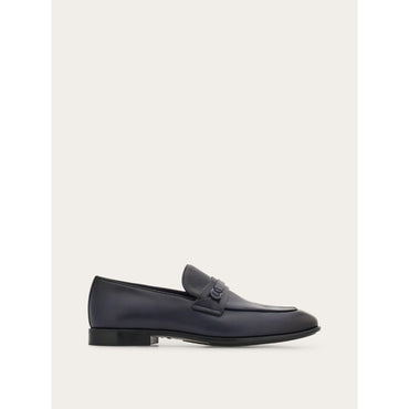 Loafer With Gancini Ornament - Men - Navy Blue