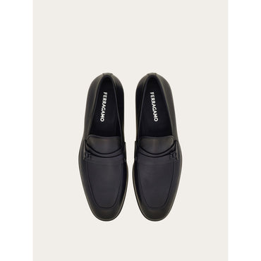 Loafer With Gancini Ornament - Men - Navy Blue