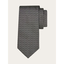 Gancini Jacquard Tie - Men - Grey/Black