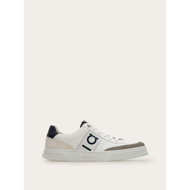 Low-Top Sneaker With Gancini Detail - Men - White/Cement