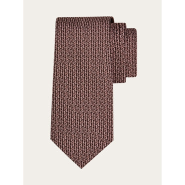 Gancio Squiggle Jacquard Tie - Men - Black/Pink