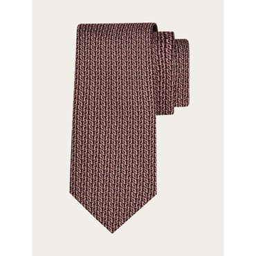 Gancio Squiggle Jacquard Tie - Men - Black/Pink