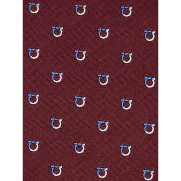 Two Tone Gancini Jacquard Tie - Men - Bordeaux