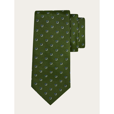 Two Tone Gancini Jacquard Tie - Men - Forest Green