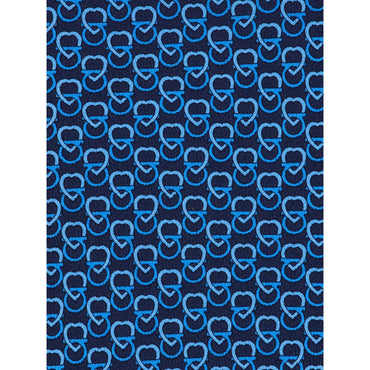 Hearts Print Silk Tie - Men - Navy Blue