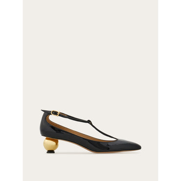 Spherical Heel T-Strap Pump - Ladies - Black