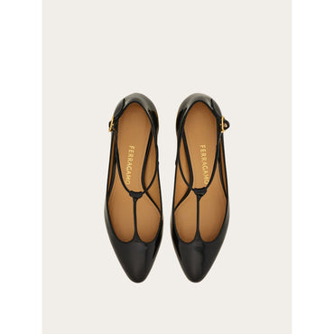 Spherical Heel T-Strap Pump - Ladies - Black