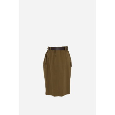 Jupe Cargo Twill Coton Souple - Kaki