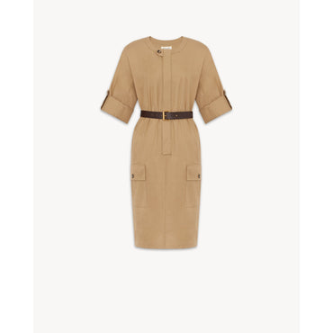 Robe Twill De Coton - Beige Fonce