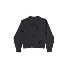 Distressed V-Neck Sweater - Anthracite