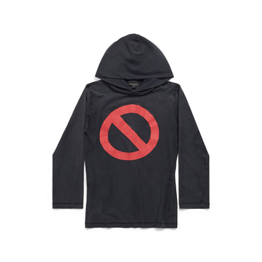 Inside Out Long Sleeve Hooded T-Shirt - Faded Black/W