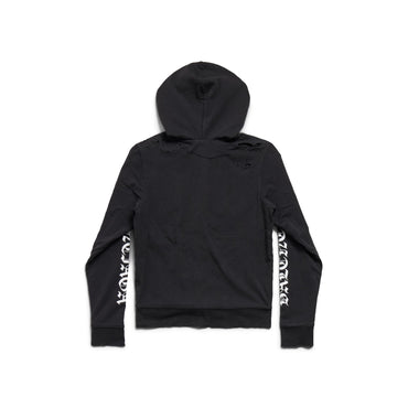 Slim Fit Zip-Up Hoodie - Faded Black/White