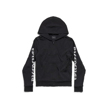 Slim Fit Zip-Up Hoodie - Faded Black/White