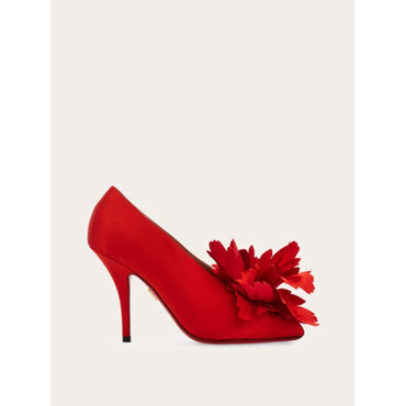 Flower Embellished High Heel Pump - Ladies - Flame Red/Lipstick Red