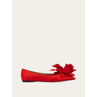 Flower Embellished Ballet Flat - Ladies - Flame Red/Lipstick Red