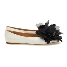 Flower Embellished Ballet Flat - Ladies - Grey/Optic White