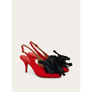 Flower Embellished Slingback - Ladies - Flame Red/Lipstick Red