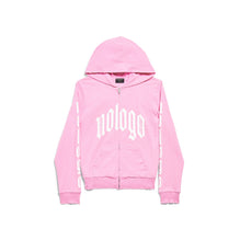 Small Zip-Up Hoodie - Light Pink/White