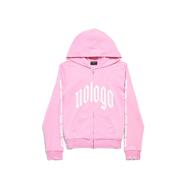 Small Zip-Up Hoodie - Light Pink/White