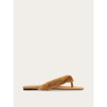 Thong Sandal With Fur Detail - Ladies - Mélange