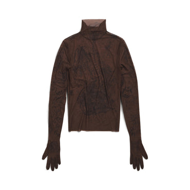 Tatoo L/S Glove Top - Dark Brown