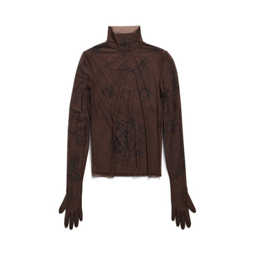 Tatoo L/S Glove Top - Dark Brown