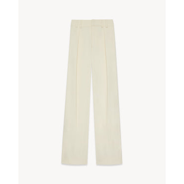 Pantalon Toile De Coton Satine - Blanc Casse