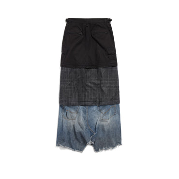 Maxi Layered Cargo Skirt - Black