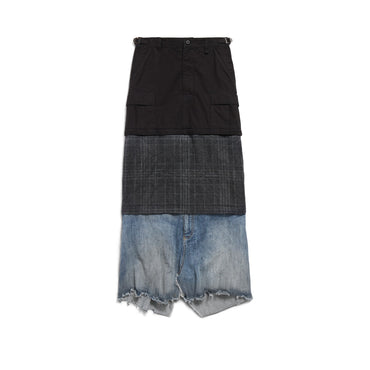 Maxi Layered Cargo Skirt - Black