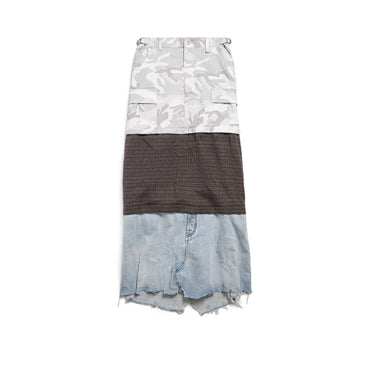 Maxi Layered Cargo Skirt - Light Grey