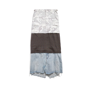 Maxi Layered Cargo Skirt - Light Grey