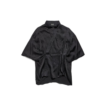 Short Sleeve Wrap Blouse - Black