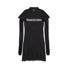Mesh Sleeve Dress - Faded Black/White