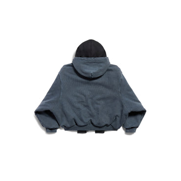 Lined Incognito Zip-Up Hoodie - Washed Blue/White