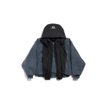 Lined Incognito Zip-Up Hoodie - Washed Blue/White