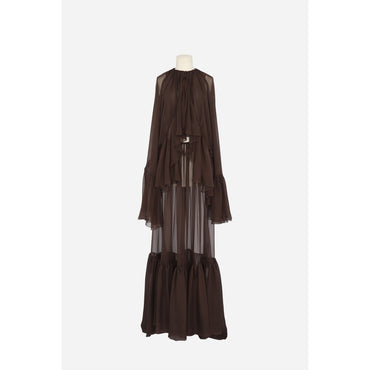 Robe Mousseline Legere De Soie - Chocolat