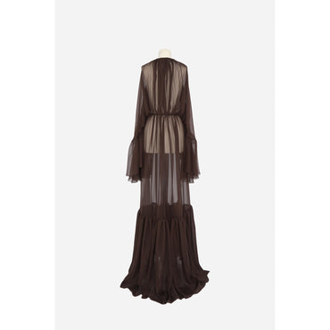 Robe Mousseline Legere De Soie - Chocolat