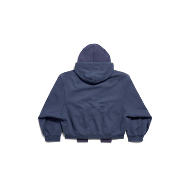 Incognito Boxy Zip-Up Hoodie - Washed Blue