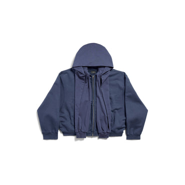 Incognito Boxy Zip-Up Hoodie - Washed Blue