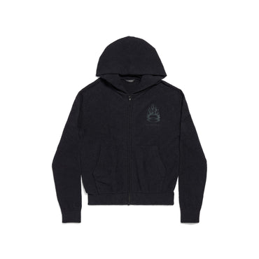 Fitted Zip-Up Hoodie - Black