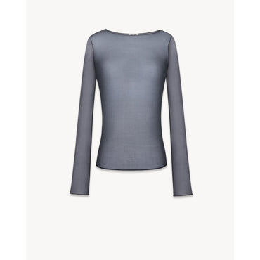 T-Shirt Round Collar Manches Longu - Gris
