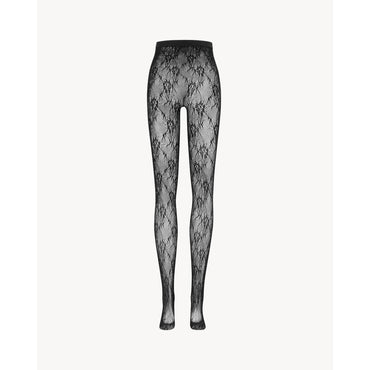 COLLANT DENTELLE FLEURS COLLAN - NERO/NERO