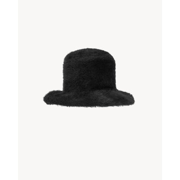 FLUFFY KNITTED BUCKETHAT WITH - NERO/NERO