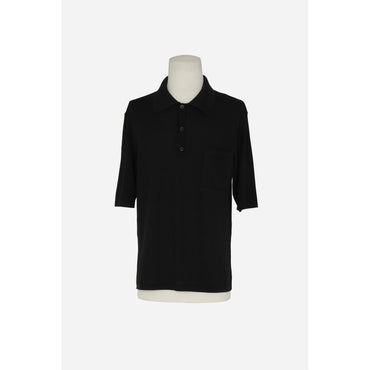 Polo Manches Courtes Laine Fin - Noir