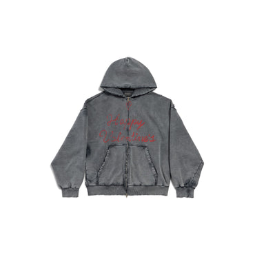Regular Zip-Up Hoodie - Super Faded Wash Blk