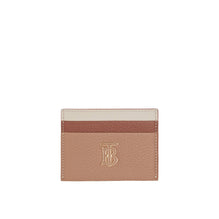 Tri-tone Grainy Leather TB Card Case - Camel/Abeige/Warmtan