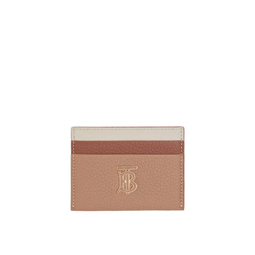 Tri-tone Grainy Leather TB Card Case - Camel/Abeige/Warmtan